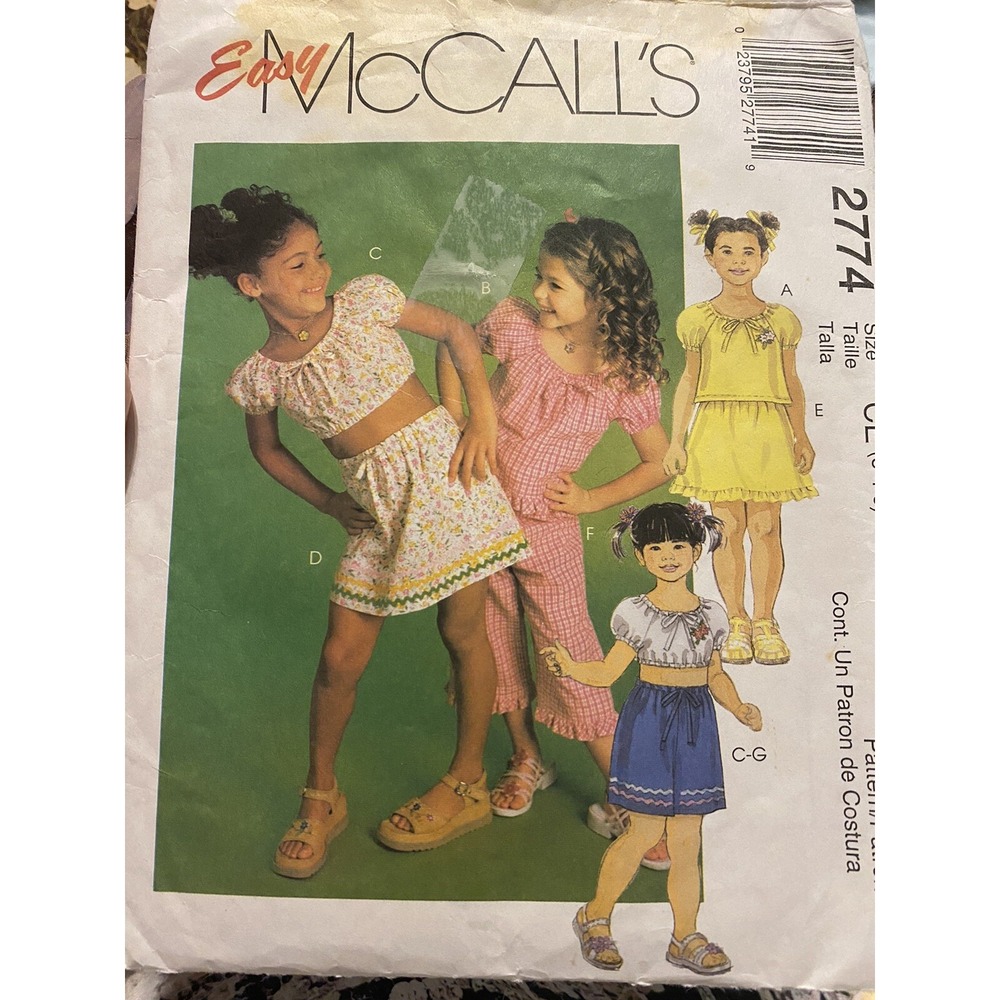 Vintage McCall’s Girls Sewing Pattern 2774 Size 3-5 Cut & Complete